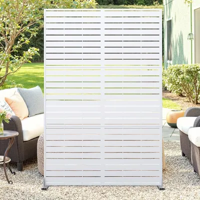 Produktbild von Metallischer Sichtschutz – Gartenzaun – Balkonschutz – Terrassenschutz – Raumteiler – Weiß – 182,88 cm hoch