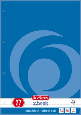 Obrázok produktu pre Herlitz Schulblock  A4 70g/m  50 Bl. liniert27 2 Ränder