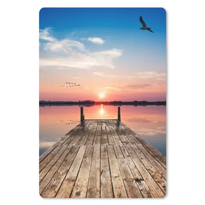 Produktbild von MuchoWow® Mauspad Mousepad Steg - Wasser - Sonnenuntergang - Rosa - Horizont 18x27 cm - Mousepads - Maus Mat - Pad - Mausunterlage