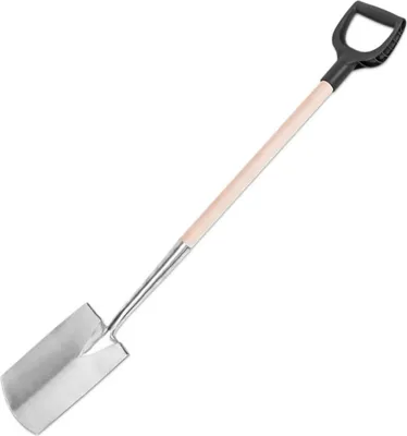 Produktbild von PROFI EDELSTAHL Gartenspaten Spaten Rund Metallstiel Feldspaten INOX