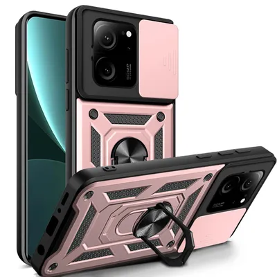 Produktbild von Outdoor Panzer Hülle Xiaomi 13T / 13T Pro Handyhülle Kameraschutz Ringhalter Rosegold