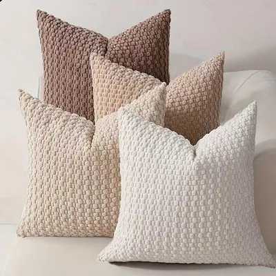 Produktbild von Kissenbezüge Set 4er 45x45 cm Cord Boho Beige Braun Sofakissen