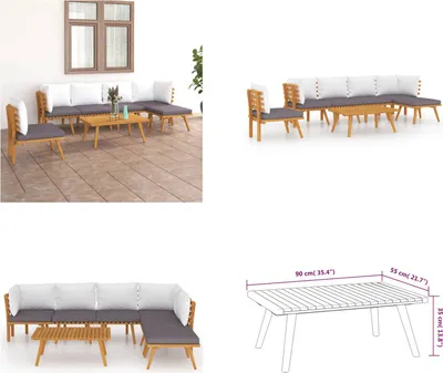 Produktbild von vidaXL 7 tlg. Garten Lounge Set mit Kissen Massivholz Akazie - Garten-Lounge-Set - Garten-Lounge-Sets - Terrassenmöbel - Gartenmöbel
