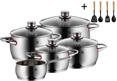 Produktbild von WMF Topfset Quality One - RVS - 5-teilig - Inklusive GRATIS Cookinglife Kochgeschirr Set - Kochtopf ø 16, 20, 20 und 24 cm sowie Stielkasserolle ø 16 cm