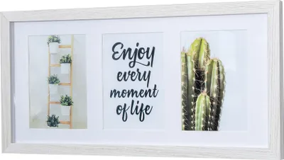 Produktbild von Bilderrahmen für 3 Fotos 13x18cm Eiche Weiß Holz Portrait Collage Glasscheibe