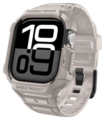Obrázok produktu pre Spigen Rugged Armor Pro 2, Puzdro + remienok, Smartwatch, Béžová, Apple, Apple Watch 10/11 (46mm), Termoplastický polyuretán (TPU)