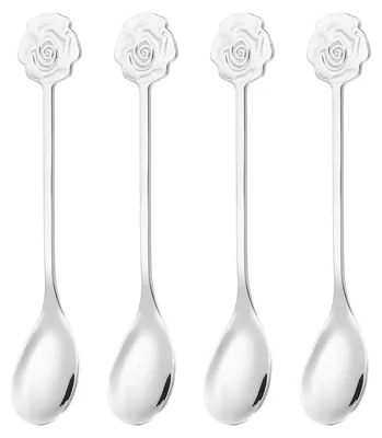 4er Set Kaffeelöffel aus 304 Edelstahl, Silber, 125 mm