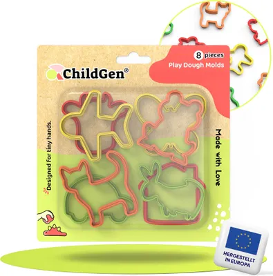 Produktbild von Knete Zubehör ChildGen, Ausstehformen 8- teilig, Knete Zubehör für Kinder, Knetwerkzeug, Knete Set, Werkzeug Kinder