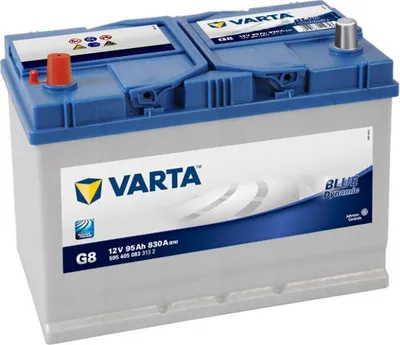 A VARTA Blue Dynamic G8 car battery is shown against a white background.
