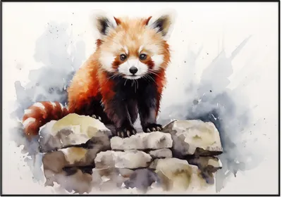 Produktbild von Wallario Wandbild Neugieriger Rotpanda, Größe: 70,30 x 100,30 cm, Poster mit schwarzem Aluminiumrahmen