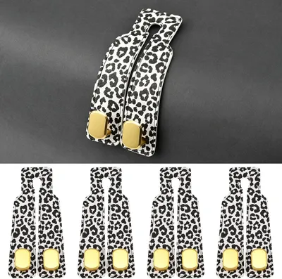 Imagen del producto de Ganchos para reposacabezas de coche, juego de 4 unidades, con doble gancho, estampado de leopardo, para almacenamiento