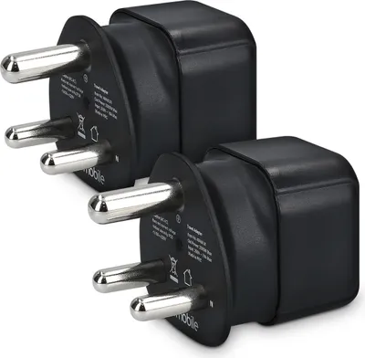 Produktbild von 2x Reiseadapter Südafrika Typ-M - Reise Adapter Reisestecker Schuko EU zu Typ M Steckdose in z. B. Südafrika - Stromadapter Urlaub Schwarz Kwmobile