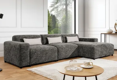 Image de AX LIVING Canapé Gris Forme L Jughlio 331cm de large élégant & spacieux D