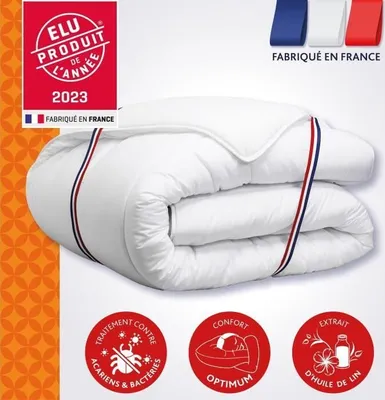 Image de Couette DODO CHAMPS DE LIN, 240x260 cm, Chaude, 450G/m², Anti-acariens Antibactériens