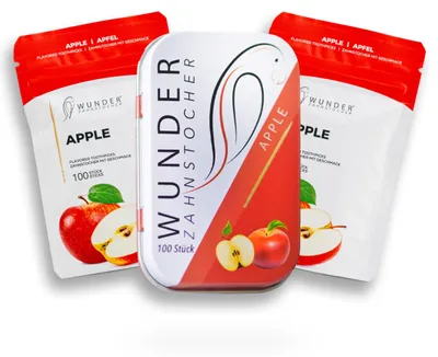 Produktbild von Wunder Zahnstocher mit Geschmack - 3er Bundle Apfel Aromatische Zahnstocher - 100 Stück für den stilvollen Lifestyle