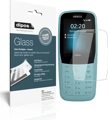 Produktbild von 2x Schutzfolie für Nokia 220 4G - Anti-Shock 9H Folie dipos Glass Kunststoffglas