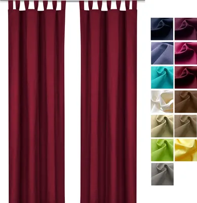 Produktbild von heimtexland ® Dekoschal Baumwolle Uni Gardine Kräuselband Schlaufen Vorhang Blickdicht Natur  Typ625 Schlaufenschal HxB 160x125 cm Bordeaux