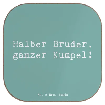 Produktbild von Mr. & Mrs. Panda Untersetzer für Gläser Spruch Halbbruder Kumpel - Meeresbrise - Geschenk, Holzuntersetzer, Geschwister, Tasse, Tischuntersetzer, Liebe, gläseruntersetzer