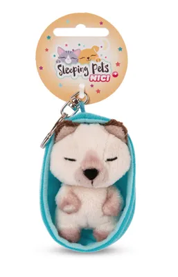 Produktbild von NICI Schlüsselanhänger Schlafende Katze 8cm braun Siamese, Korb blau