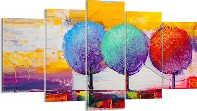 Produktbild von Bild auf Leinwand - Leinwandbild - Bäume Wiese Sommer - 160x85cm - Wand Bild - Wanddeko - Leinwanddruck - Bilder - Kunstdruck - Wanddekoration - Leinwand bilder - Wandkunst - EA160x85-4110