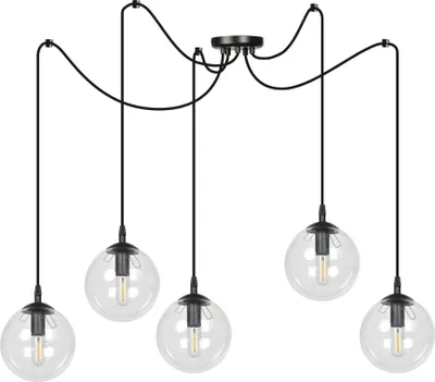 Zdjęcie produktu dla Żyrandol Emibig 5xE14 40W GIGI 5 BLACK TRANSPARENT 936/5