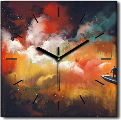 Produktbild von Coloray Uhr auf Leinwand 30x30 cm Wand Uhr Dekoration Wohnzimmer Segeltuch schwarze Hände -Kosmosschiff.