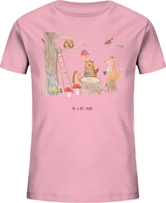 Produktbild von Mr. & Mrs. Panda Kleinkinder T-Shirt Waldtiere Picknick 9-11 Jahre (134/146) - Baumwolle Pink - Geschenk, Organic Kinder, Teenager, Wald, Maus, Lustige Sprüche, Igel, Bio
