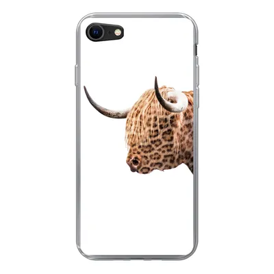 Produktbild von MuchoWow® Handyhülle Schutzhülle Hülle für iPhone 8 Schottischer Highlander - Panther - Weiß Silikon Softcase Handy Hülle - Schutzhaube