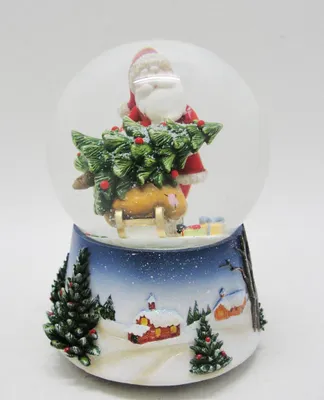Schneekugel Weihnachtsmann Baum Rutsche 10,5x14,5 cm