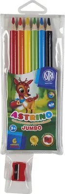 Obrázek produktu pro Pastelky 6k JUMBO trojhranné + ořezávátko Astrino č. 3292