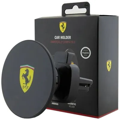 Produktbild von Ferrari MagSafe Printed Shield - Magnetische Autohalterung (schwarz)