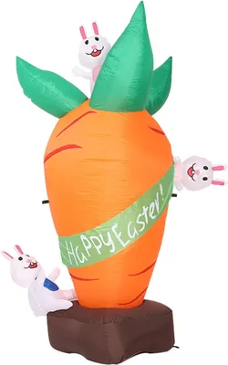 Produktbild von Aufblasbare Osterdekoration für den Außenbereich, 1,8 m, aufblasbare Karotte, niedliche aufblasbare Osterhasen mit LED-Lichtern, fröhliche Osterfeier für Hof