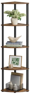 Produktbild von Eckregal - Bücherregal - 5 Ebenen - Eckdesign - Für Wohnzimmer - Einfache Montage - Vintage Braun