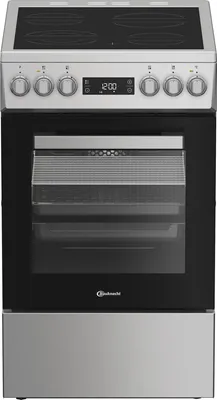 Produktbild von Bauknecht B5V8LMX, Freistehender Herd, Schwarz, Silber, Drehregler, Berührung, Silber, Vorderseite, Keramik