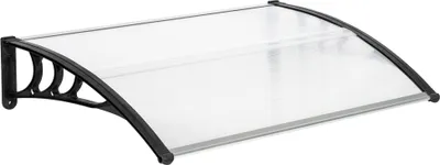 Produktbild von FCH Vordach für die Haustür, Überdachung, 120x80cm, transparente Kunststoffplatte + schwarzer Ständer