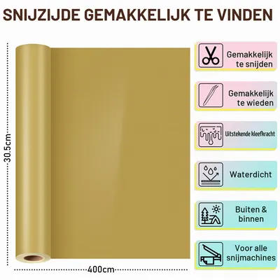 Imagen del producto de Película adhesiva de vinilo para plotter, 30 cm de ancho, color dorado, ideal para manualidades creativas