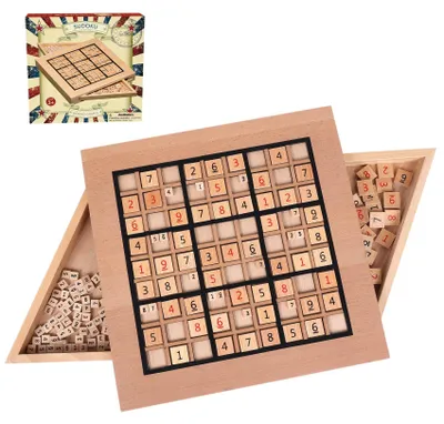 Produktbild von Holz Sudoku Spiel mit 90 Zahlensteinen und Denksteinen für Gehirntraining