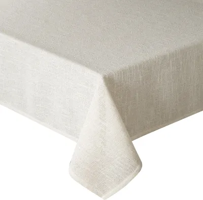 Image de Nappe INES 12 140x350 cm tissu crème fil d'or élégance
