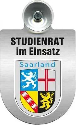 Produktbild von Einsatzschild mit Saugnapf - Studienrat im Einsatz - incl. Regionenwappen nach Wahl 393877 Color - Region Saarland