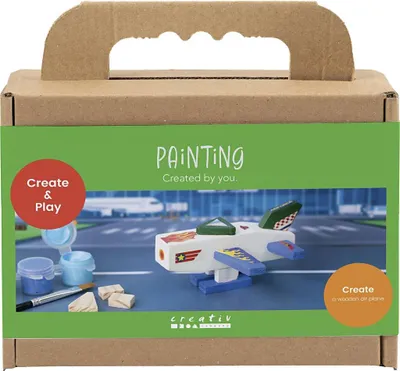 Produktbild von Creativ Company Malset Flugzeug Bastelset blau grün kreatives Spielzeug
