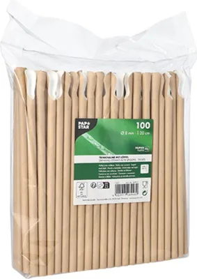 Zdjęcie produktu dla Papstar słomki do picia z łyżeczką 20cm brązowe 100 szt