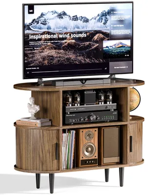 TV-Schrank mit Stauraum, Walnussbraun, 76,5 cm Höhe, für TVs bis 165 cm