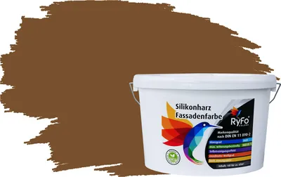 Produktbild von RyFo Colors Silikonharz Fassadenfarbe Lotuseffekt Trend Kaffeebraun 10l  - bunte Fassadenfarbe, weitere Braun Farbtöne und Größen erhältlich, Deckkraft Klasse 1