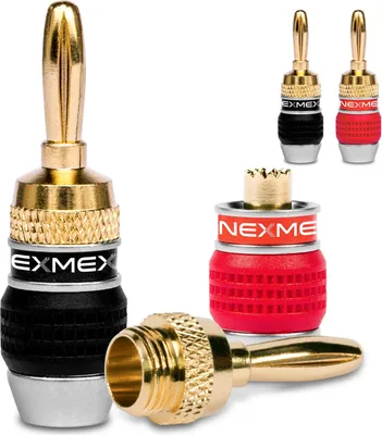 Produktbild von Bananenstecker 4mm schraubbar NEXMEX vergoldet 4x Stecker für Lautsprecherkabel