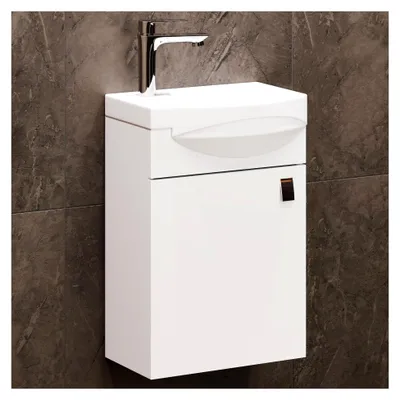 Produktbild von Waschtisch mit Unterschrank 40 x 60 x 29 cm für Badezimmer und Gäste-WC, Weiß