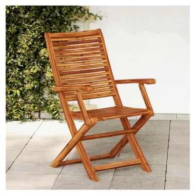 Produktbild von Klappbare Gartenstühle mit Armlehne, 2 Stück, aus massivem Akazienholz