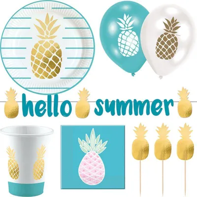 Produktbild von Sommerparty Deko Set Ananas Partyset Strandparty Poolparty Geburtstag
