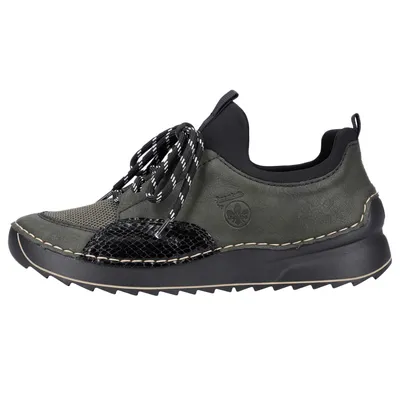 Produktbild von Rieker Damen Sneaker Halbschuh kontrastierende Naht besonderes Sohlendesign, Größe:40 EU, Farbe:Grün