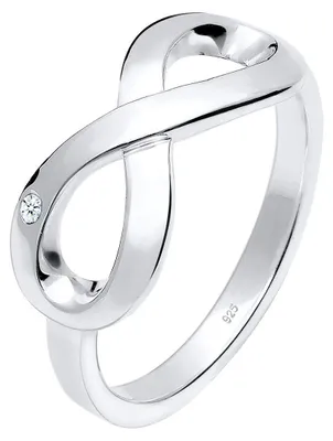 Imagen del producto de Anillo Elli PREMIUM para mujer, con símbolo de infinito, diseño continuo, con diamante (0,02 quilates), en plata de ley 925