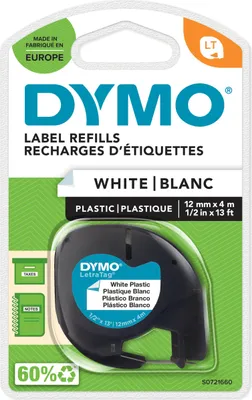 Immagine prodotto di Nastro di ricambio DYMO per LT 100H in plastica 12mmx4m bianco